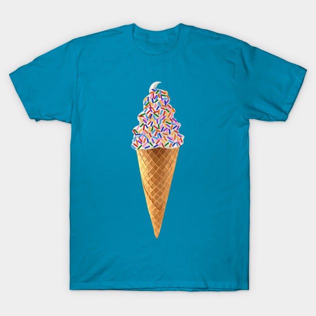 Rainbow Sprinkle Dipped Vanilla Ice Cream Cone T-Shirt by Art by Deborah Camp